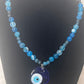 Blessed Evil Eye Necklace with Blue Agate Stone – Harmony & Emotional Healing