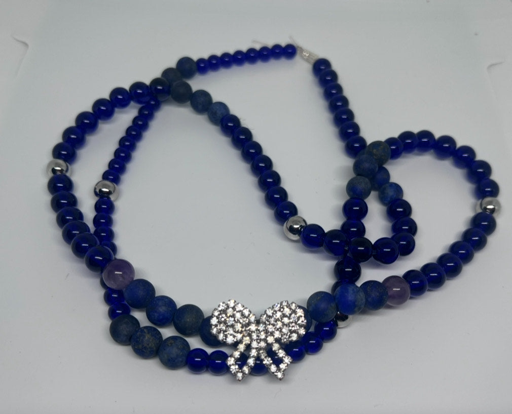 Lapis Lazuli and Amethyst  crystal waist beads