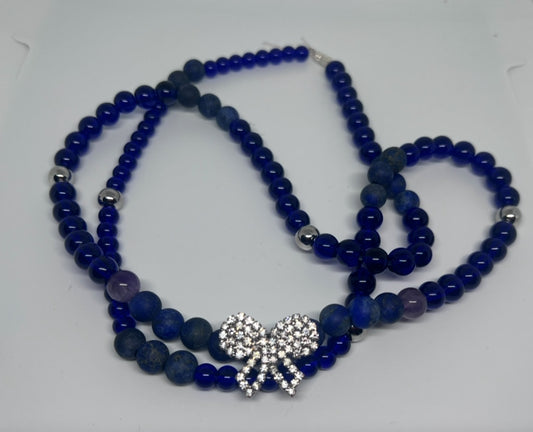 Lapis Lazuli and Amethyst  crystal waist beads