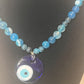 Blessed Evil Eye Necklace with Blue Agate Stone – Harmony & Emotional Healing