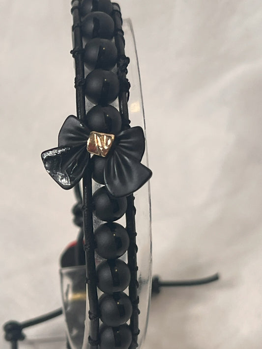 Black Onyx Ladybug Protection Anklet