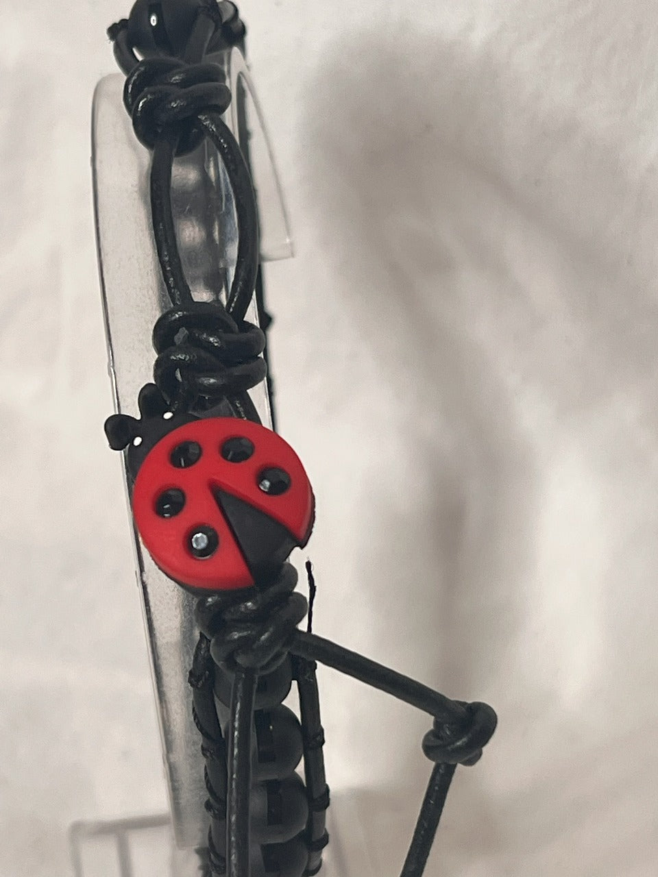 Black Onyx Ladybug Protection Anklet